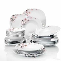 Complete 24-Pcs Dinner Set Crockery Dining Plates Bowls Dinnerware for 6 People