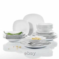 Complete Dinnerware Ceramic Dinner Set 24pcs Dining Plates Bowls 6 Place Setting