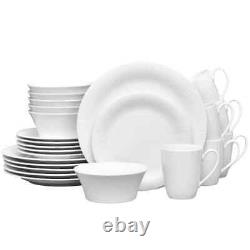 Conifere 24-Piece Casual white Porcelain Dinnerware Set (Service for 6)