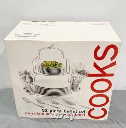 Cooks Home 53-Piece Buffet Dinnerware Set Porcelain & Stainless Steel