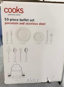 Cooks Home 53-Piece Buffet Dinnerware Set Porcelain & Stainless Steel