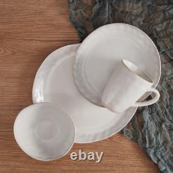 Cora 16-Piece Cream Dinnerware Set for 4 Elegant and Stylish