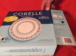 Corelle 16-pc Dinnerware Cusco Black & White Dinner Appetizer Plate Bowl Mug NEW