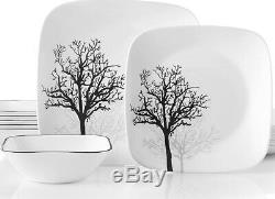 Corelle 18-piece Square Shadow Branches Dinnerware Set Service for 6 NEW