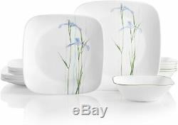 Corelle 18-piece Square Shadow Iris Dinnerware Set Service for 6 NEW