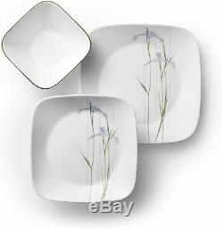 Corelle 18-piece Square Shadow Iris Dinnerware Set Service for 6 NEW