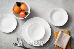 Corelle 20 Piece Livingware Dinnerware Set with Storage, Winter Frost White, for