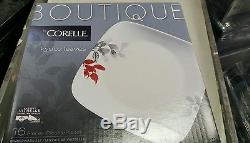 Corelle 42 Piece Boutique dinnerware Set, red Kyoto Leaves, dishes, plates, bowl