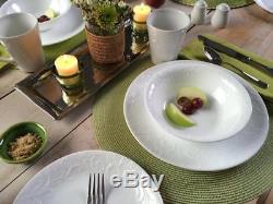 Corelle Boutique Bella Faenza 32-Pc Embossed White Dinnerware Set Service For 8