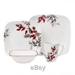 Corelle Boutique Kyoto Leaves 16-Pc Square Dinnerware Set for 4 NEW FREE SHIP