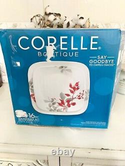 Corelle Boutique Kyoto Leaves Square 16-Piece Dinnerware Set Open Box