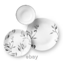 Corelle Boutique Misty Leaves 12-Piece Dinnerware Set, Dinner Set Service for 4