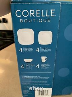 Corelle Boutique Porcelain Cherish Embossed Square 16 Pc Dinneware Set In Box