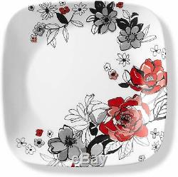 Corelle Boutique Rose 16-Piece Square Dinnerware Set Service for 4 NEW