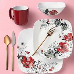 Corelle Boutique Square Shadow Rose 16-piece Dinnerware Set for 4 NEW 1DAY SHIP