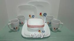 Corelle COUNTRY DAWN Dinnerware Set Square 16-Piece Service for 4