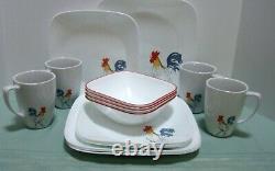 Corelle COUNTRY DAWN Dinnerware Set Square 16-Piece Service for 4