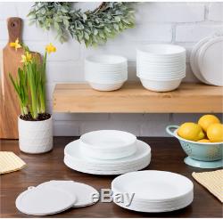 Corelle Classic White Dinnerware Set Round Plates Bowls 66-Piece Service for 12