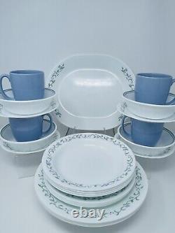 Corelle Country Cottage 25 pc Dinnerware Set withLunch Plates Platter Mugs Serve 4