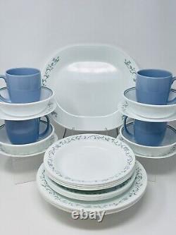 Corelle Country Cottage 25 pc Dinnerware Set withLunch Plates Platter Mugs Serve 4