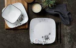 Corelle Dinnerware Set 16 Piece Dinner Plates Bowls Dishes Square Kitchen White