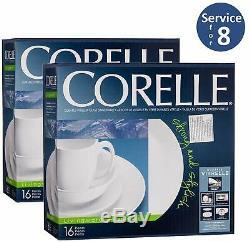 Corelle Livingware 32-Piece Dinnerware Set, Winter Frost White (Serves 8 Total)