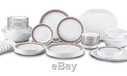 Corelle Livingware Sand Sketch 74-Pc Dinnerware Service for 12 withServe set NEW