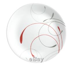 Corelle Livingware Splendor 16-piece Dinnerware Set, Modern Design Red/Grey/White