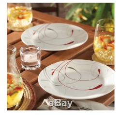 Corelle Livingware Splendor 16-piece Dinnerware Set, Modern Design Red/Grey/White