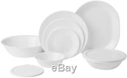 Corelle Livingware Winter Frost 74-Pc Dinnerware Service for 12 withServe set NEW