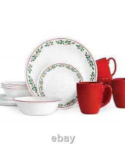 Corelle Livingware Winter Holly Dinner wear 16 Pieces Christmas Holiday Set