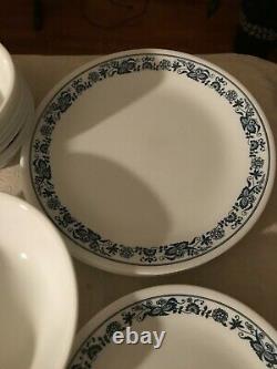 Corelle Old Town Blue Onion Dinnerware Service for 8 + Platter 57 Pc Free Ship