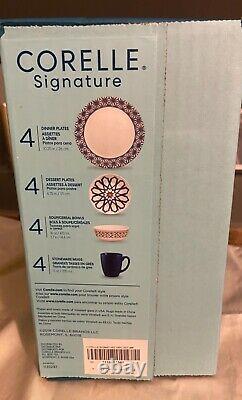 Corelle Signature Amalfi Azul 16-pc Dinnerware. Plates, Bowls, Mugs. BRAND NEW