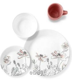 Corelle Signature Poppy Print 16-pc Dinnerware. Plates, Bowls, Mugs. BRAND NEW