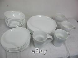 Corelle Simplicity White Dinnerware 28 Pcs Ridge Lip (well) Plates Bowls Mugs