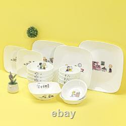 Corelle Snoopy The Home 16P Dinnerware Set for 4 Square Plates Salad Bowl