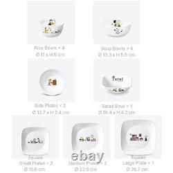 Corelle Snoopy The Home 16P Dinnerware Set for 4 Square Plates Salad Bowl
