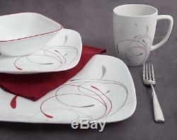 Corelle Splendor 16-Piece Vitrelle Dinnerware Set Square Dinner Dishes Set for 4