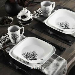 Corelle Square 16-Piece Dinnerware Set, Timber Shadows, Service for 4