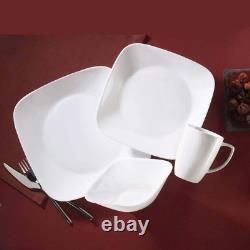Corelle Square 32-Piece Dinnerware Set, Pure White, Service for 8