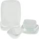 Corelle Square Pure White 18-piece Dinnerware Set, Service for 6, Vitrelle Glass