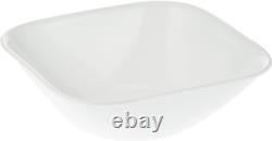 Corelle Square Pure White 18-piece Dinnerware Set, Service for 6, Vitrelle Glass