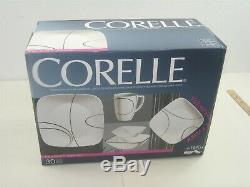 Corelle Square Simple Lines 30pc Vitrelle Glass Dinnerware Set Service for 6