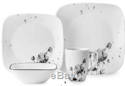 Corelle Squares Fleurs Du Soir 16-Piece Dinnerware Set Service for 4 NEW