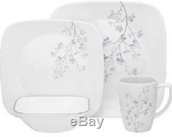 Corelle Squares Jacaranda 16-Piece Dinnerware Set Service for 4 NEW