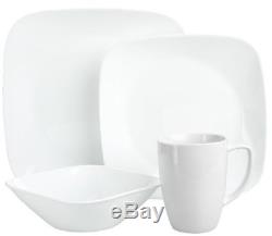 Corelle Squares Pure White 32-Piece Dinnerware Set Service for 8 FREE SHIP NEW
