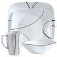 Corelle Squares Simple Lines 32-Piece Dinnerware Set Service for 8 FREE SHIP NEW