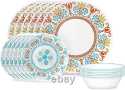 Corelle Terracotta 18 pc Heavy Duty Vitrelle Glass Dinnerware Set Service for 6