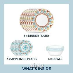 Corelle Terracotta 18 pc Heavy Duty Vitrelle Glass Dinnerware Set Service for 6