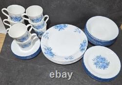Corelle USA Vintage Blue Velvet 32pc Dinner and Plates Soup Bowls Cup Saucers 8